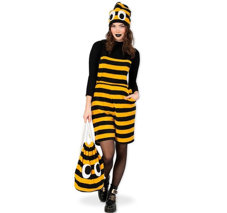 Bienen Kostüm Fleece Latzhose Hummel mit Stachel für Damen