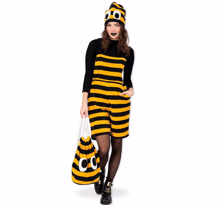 Bienen Kostüm Fleece Latzhose Hummel mit Stachel für Damen Gr. M-XL Fasching Karneval Mottoparty Rettet die Bienen Bienen Kostüm Fleece Latzhose Hummel mit Stachel für Damen Gr. M-XL Fasching Karneval Mottoparty Rettet die Bienen