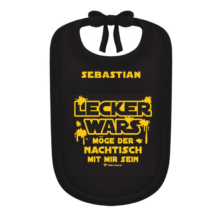 Lätzchen Spruch  "Lecker wars" mit Wunschname Onesize Geschenkidee zur Geburt Geburtstag