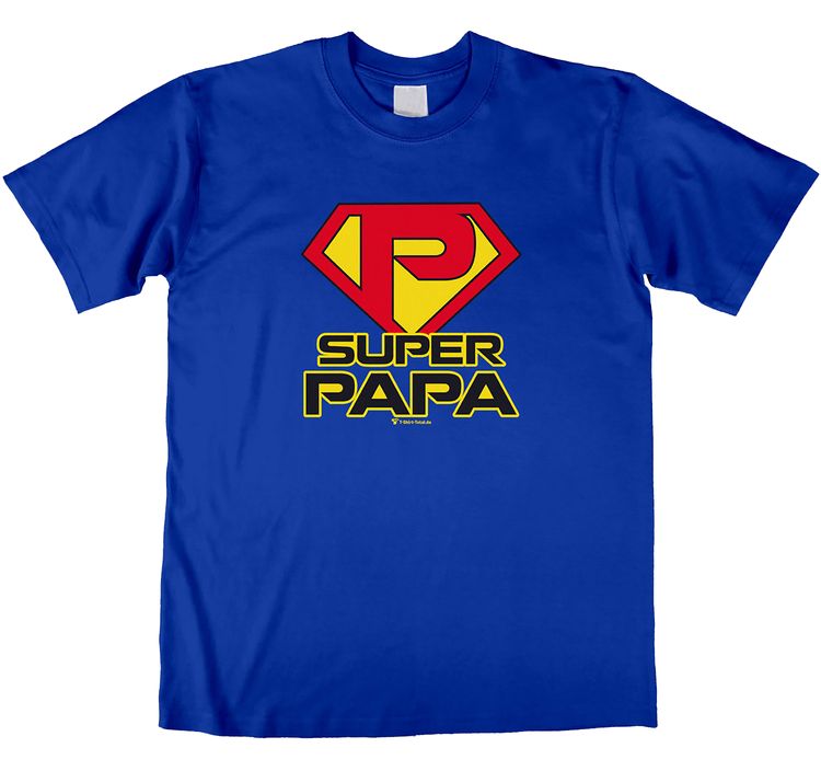 Super-Papa T-Shirt blau mit Wunschname für Herren Gr. M-XXL blau Geschenkidee Vatertag Geburtstag Weihnachten