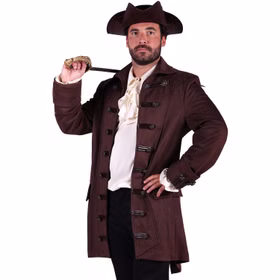 Piraten Jacke Kostüm Sir Lancester deluxe für Herren von Vorne mit Degen über der rechten Schulter