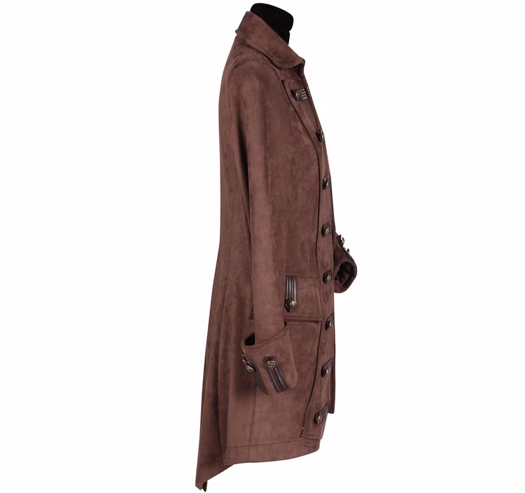 Piraten Jacke Kostüm Sir Lancester deluxe für Herren Gr. M-XXXL braun Seeräuber Fasching Karneval Mottoparty Piraten Jacke Kostüm Sir Lancester deluxe für Herren Mantel von der Seite
