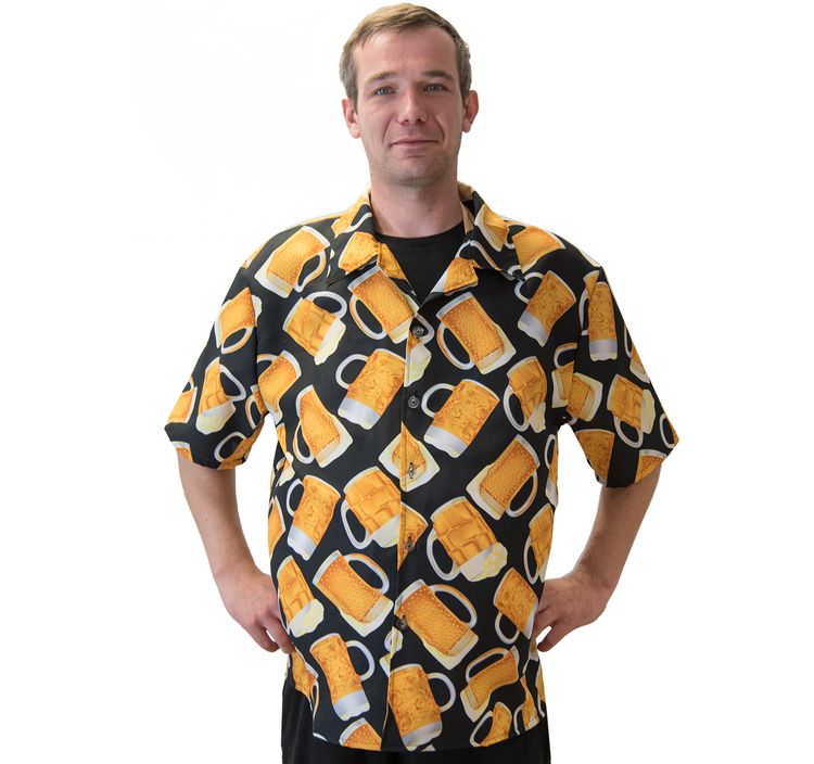 Herren Bier Kostüm Hawaii-Hemd mit Bier Motiv inkl. Hut Herren Bier Kostüm Haiwaii-Hemd mit Bierprint inkl. Hut Gr. 50-58 Oktoberfest JGA Männertag Fasching Karneval