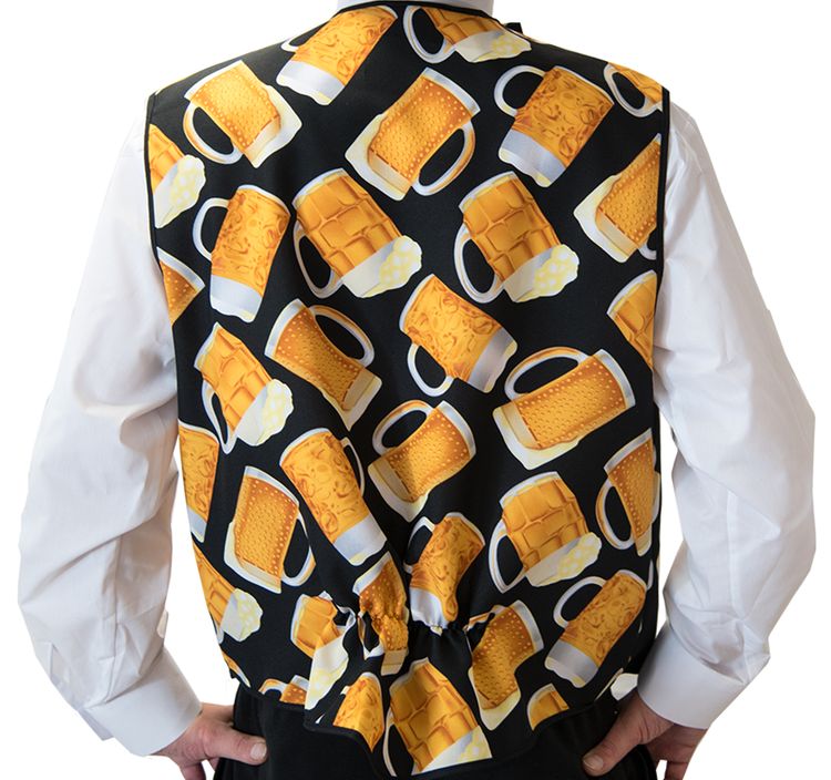 Herren Bier Kostüm Weste mit Bierprint inkl. Hut und Fliege Gr. 54-58 JGA Männertag Mottoparty Fasching Karneval