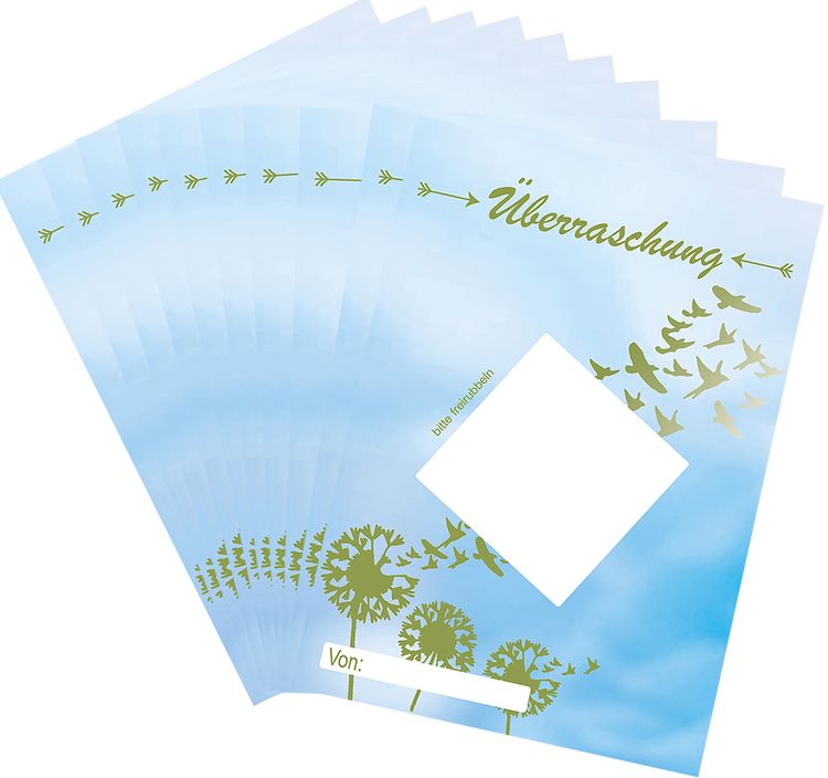 Geschenkgutschein 10 Karten mit Rubbelsticker Motivauswahl Geschenkgutschein 10 Karten mit Rubbelsticker Motivauswahl