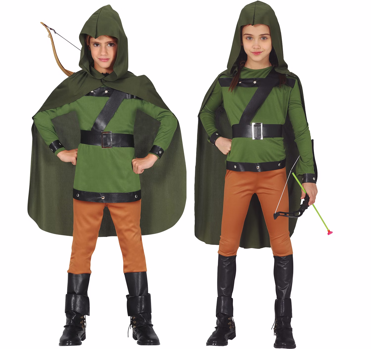 Unisex Kinder Kostüm Robin Hood Bogenschütze Ariel 5-12 Jahre grün Fasching Walddieb Karneval Kinderfasching