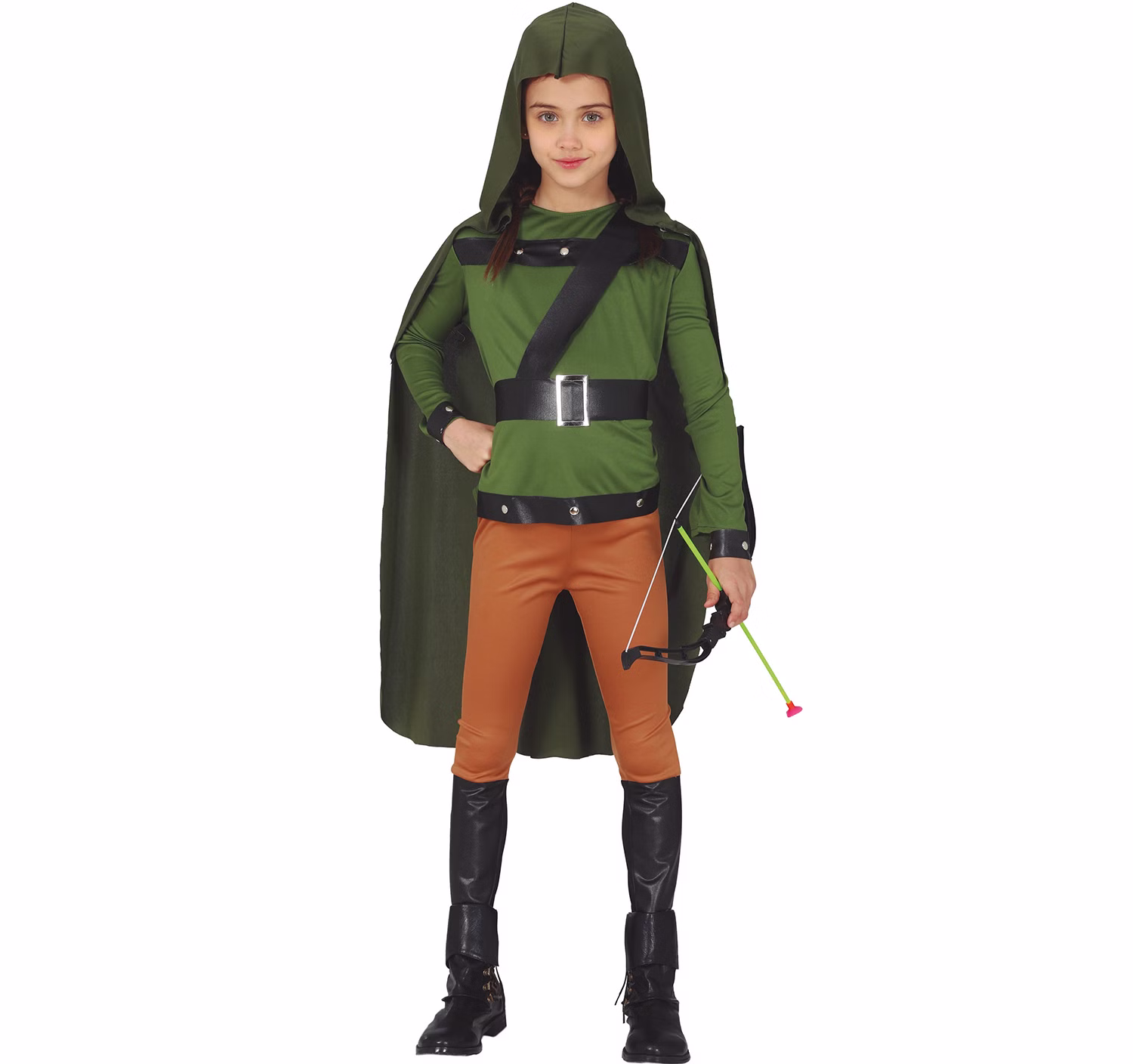 Unisex Kinder Kostüm Robin Hood Bogenschütze Ariel 5-12 Jahre grün Fasching Walddieb Karneval Kinderfasching