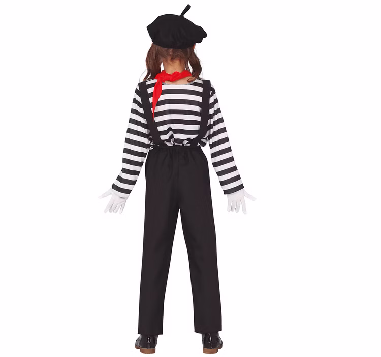 Pantomime Kostüm Paris schwarz-weiß für Kinder 5-12 Jahre unisex Fasching Karneval Straßenkünstler Kinderfasching Pantomime Kostüm Paris schwarz-weiß für Kinder 5-12 Jahre unisex Fasching Karneval Straßenkünstler Kinderfasching