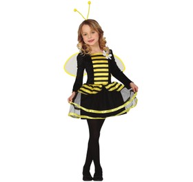 Bienen Kostüm Marta Kleid mit Flügeln für Kinder 5-12 Jahre Fasching Karneval Tier Tierkostüm Kinderfasching Mottoparty