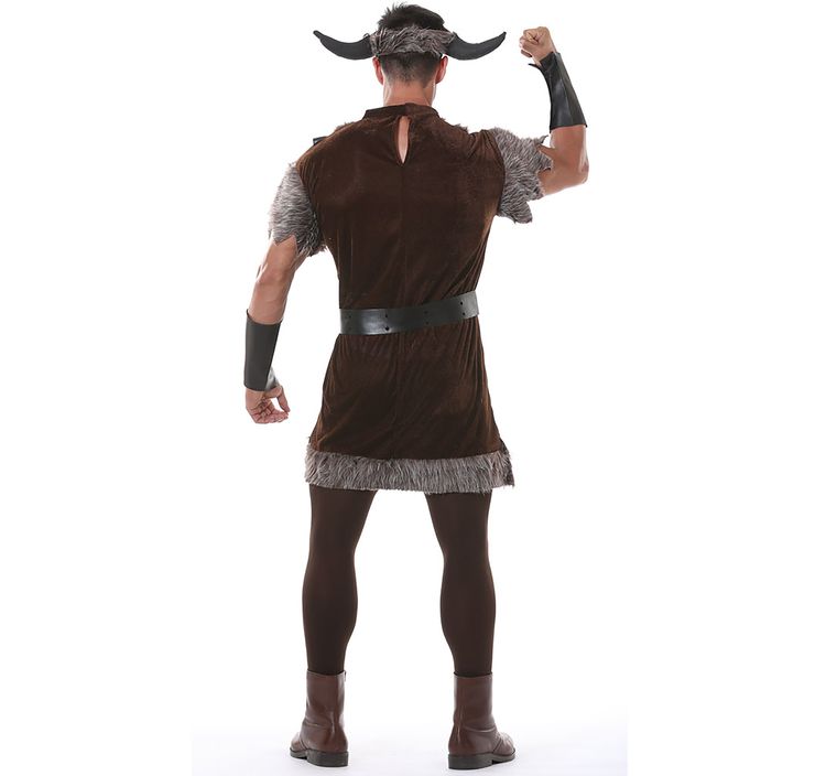 Herren Kostüm Wikinger Bjarne Gr. M-XL braun Normanne Fasching Karneval Paarkostüm Mottoparty