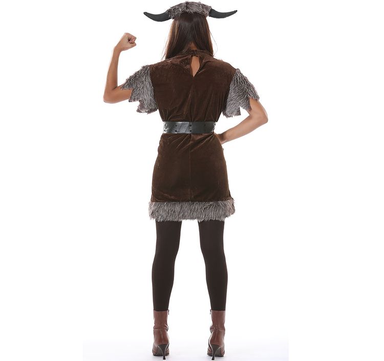 Damen Kostüm Wikinger Bjarka Gr. M-L braun Paarkostüm Fasching Karneval Kriegerin Mottoparty