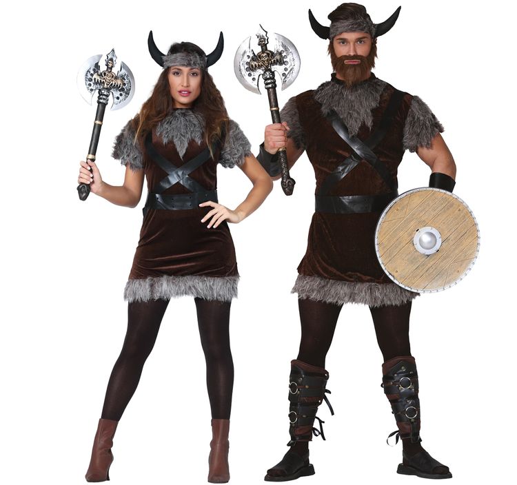 Damen Kostüm Wikinger Bjarka Gr. M-L braun Paarkostüm Fasching Karneval Kriegerin Mottoparty