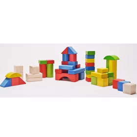 50 naturfarbene und bunte Holzbausteine hochwertiges Buchenholz Spielzeug