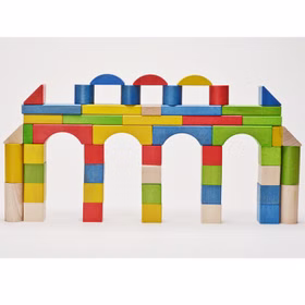 50 naturfarbene und bunte Holzbausteine hochwertiges Buchenholz Spielzeug