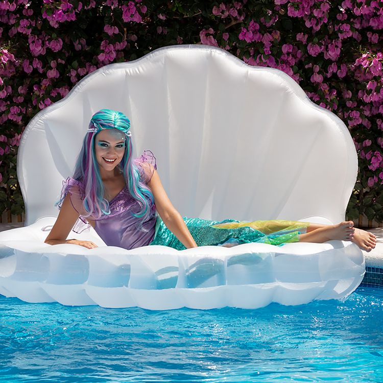 Meerjungfrau Perücke mit Perlenkette geflochtenes Langhaar 51 cm türkis lila Kostüm-Zubehör Fasching Karneval Mottoparty