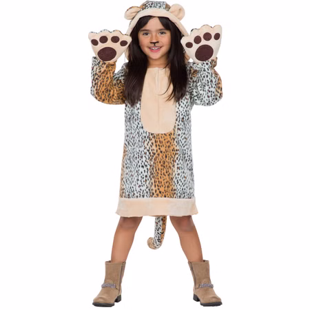 Leopard Kostüm Leopardin Wildkatze Shari für Kinder Gr. 116-152 Kleid braun Tier Tierkostüm Großkatze Tierkleid Fasching Karneval Mottoparty Leopard Kostüm Leopardin Wildkatze Shari für Kinder mit erhobenen Tatzen von Vorne