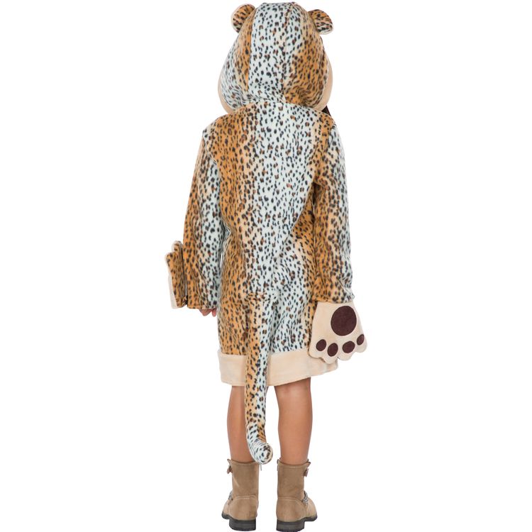 Leopard Kostüm Leopardin Wildkatze Shari für Kinder mit erhobenen Tatzen von Vorne