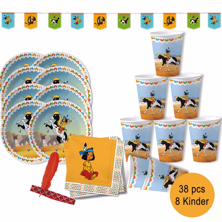 Party-Set Kindergeburtstag Yakari 38-tlg. für 8 Kinder Pappgeschirr Indianer Fasching Geburtstagsfeier Indianer Mottoparty Party-Set Kindergeburtstag Yakari 38-tlg. für 8 Kinder Pappgeschirr Indianer Fasching Geburtstagsfeier Indianer Mottoparty