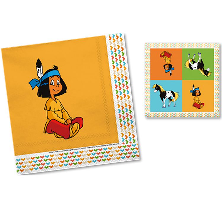 Party-Set Kindergeburtstag Yakari 38-tlg. für 8 Kinder Pappgeschirr Indianer Fasching Geburtstagsfeier Indianer Mottoparty
