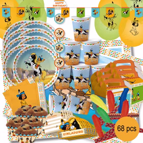Party-Set Kindergeburtstag Yakari deluxe für 6 Kinder 68-tlg. Pappgeschirr Indianer Mottoparty Fasching Karneval