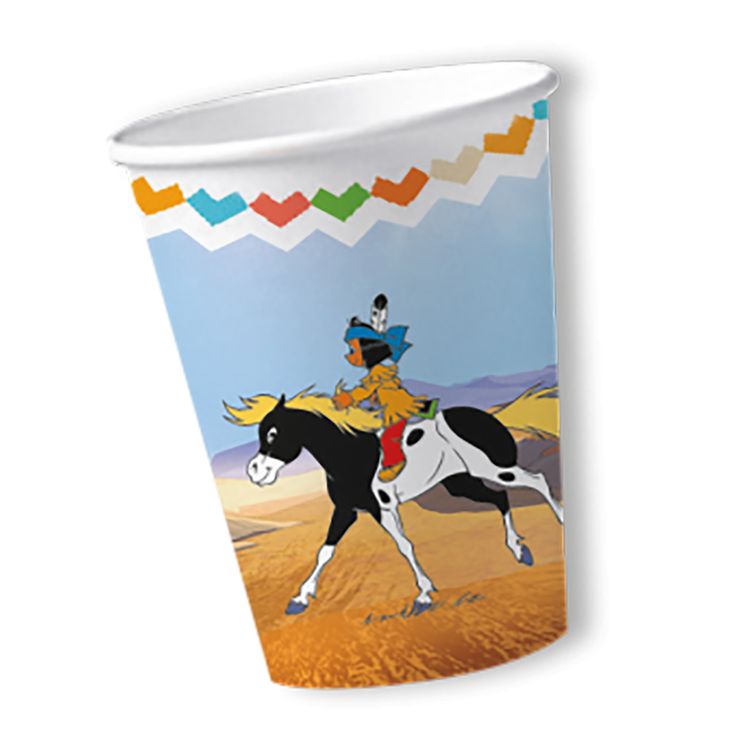 XXL Party-Set Kindergeburtstag Yakari für 6 Kinder, 68-tlg. Party-Set Kindergeburtstag Yakari deluxe für 6 Kinder 68-tlg. Pappgeschirr Indianer Mottoparty Fasching Karneval