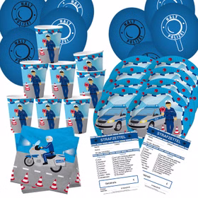 Party-Set Kindergeburtstag Polizei 52-tlg. für 8 'Kinder Pappgeschirr Polizist Mottoparty Fasching Karneval Geburtstag Party-Set Kindergeburtstag Polizei 52-tlg. für 8 'Kinder Pappgeschirr Polizist Mottoparty Fasching Karneval Geburtstag