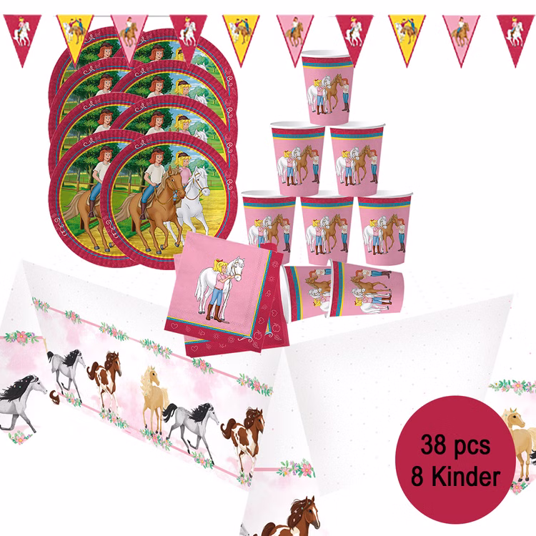 Party-Set Kindergeburtstag Bibi & Tina 38 Teile Geschirr Geburtstag Party Mädchen Geburtstag Mottoparty Bibi Blocksberg Party-Set Kindergeburtstag Bibi & Tina 38 Teile Geschirr Geburtstag Party Mädchen Geburtstag Mottoparty Bibi Blocksberg