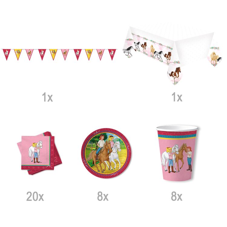 Party-Set Kindergeburtstag Bibi & Tina, 38 Teile Party-Set Kindergeburtstag Bibi & Tina 38 Teile Geschirr Geburtstag Party Mädchen Geburtstag Mottoparty Bibi Blocksberg