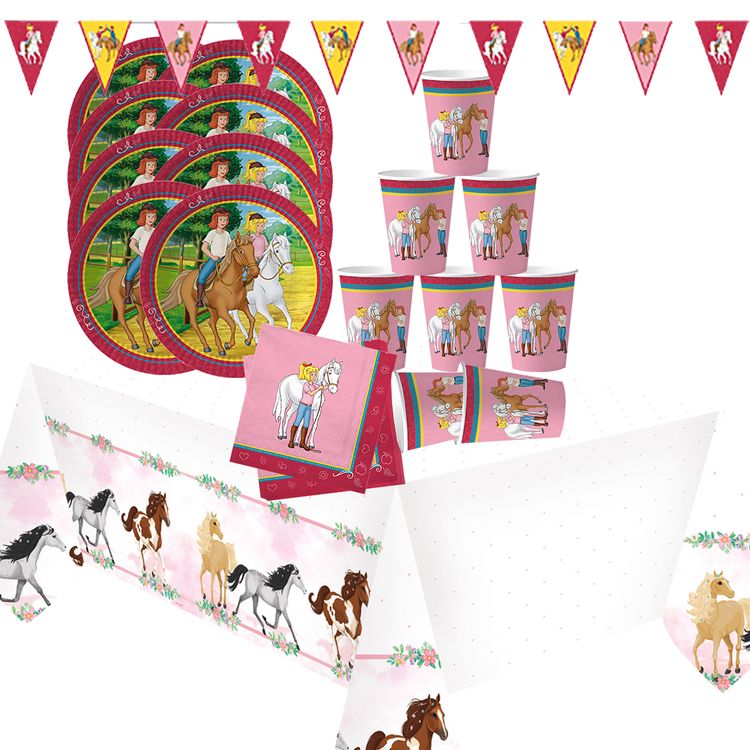 Party-Set Kindergeburtstag Bibi & Tina, 38 Teile Party-Set Kindergeburtstag Bibi & Tina 38 Teile Geschirr Geburtstag Party Mädchen Geburtstag Mottoparty Bibi Blocksberg