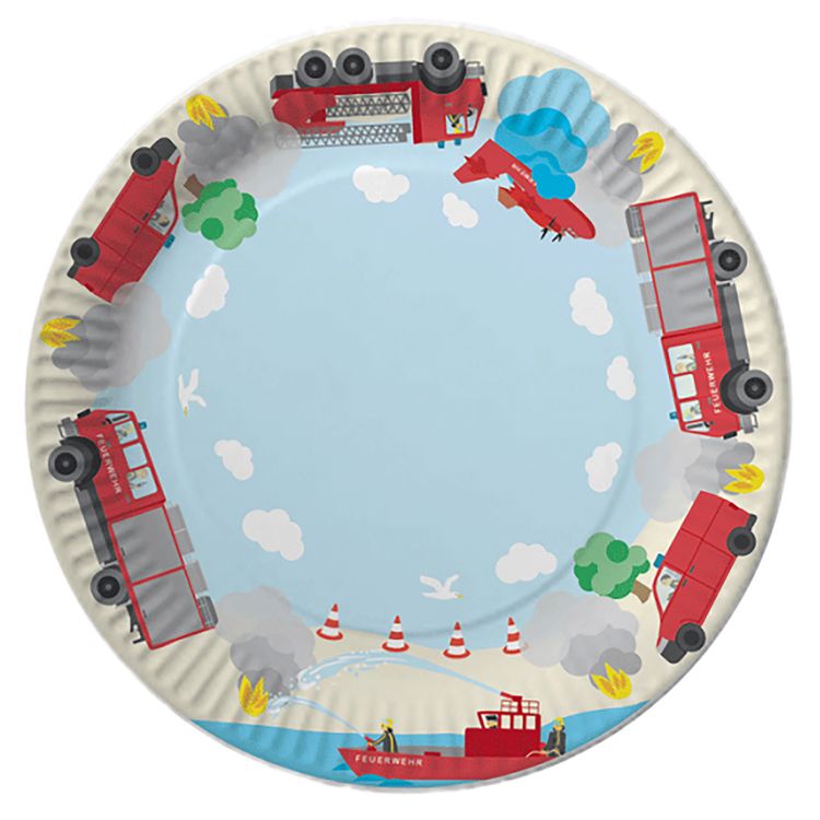 Party-Set Kindergeburtstag Feuerwehr, 38-tlg. Party-Set Kindergeburtstag Feuerwehr 38 Teile für acht Kinder bunt Geburtstag Jungen Mottoparty Feuerwehrmann Feuerwehrauto