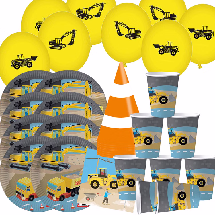 Bagger Party-Set Baustelle Party-Deko 52-tlg. Party-Zubehör Kindergeburtstag LKW Kipplader Mottoparty Geburtstag Feier Party-Set Bausstelle Übersicht über Produkte.