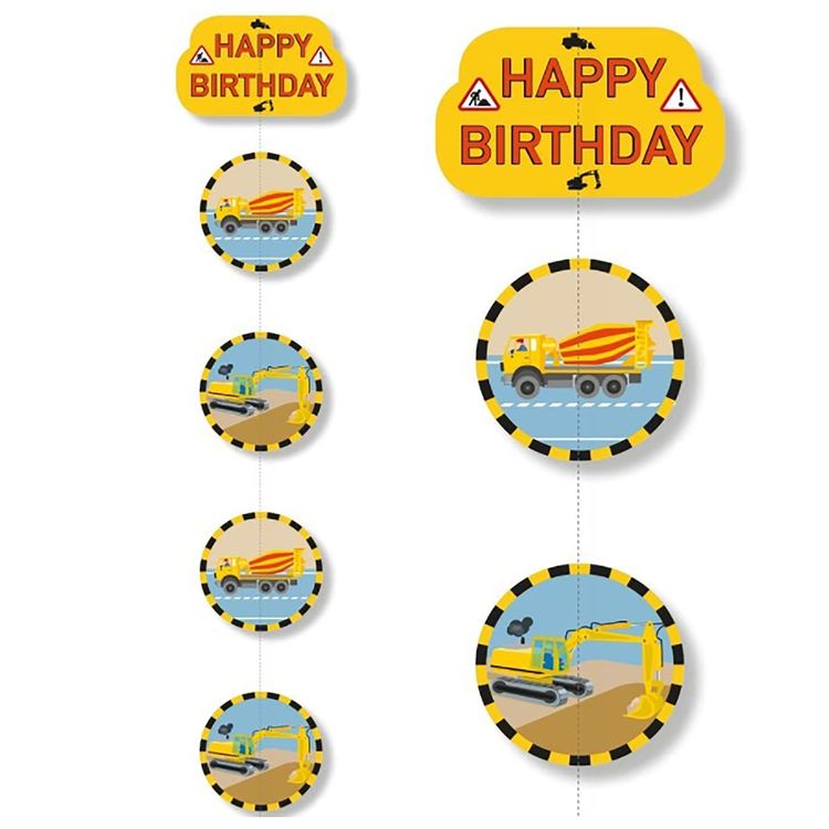 XXL Party-Set Kindergeburtstag Baustelle Bagger für 6 Kinder 98 Teile Bauarbeiter Mottoparty Baggerfahrer