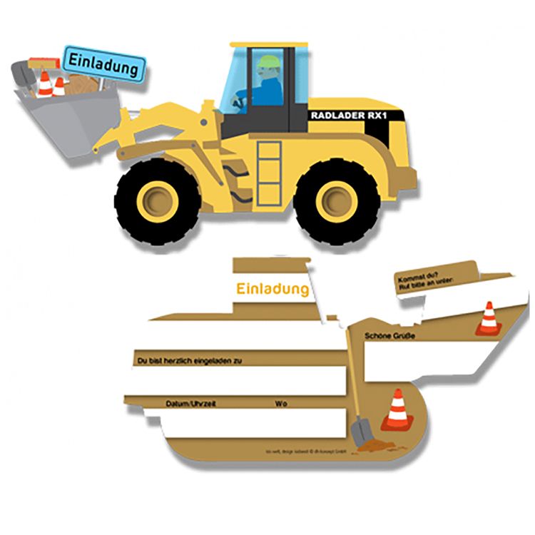 XXL Party-Set Kindergeburtstag Baustelle Bagger für 6 Kinder 98 Teile Bauarbeiter Mottoparty Baggerfahrer