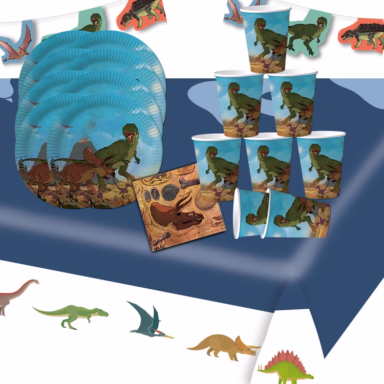 Party-Set Kindergeburtstag T-Rex Dinosaurier 38 Teile Pappgeschirr Dino Mottoparty Fasching Geburtstag Party-Set Kindergeburtstag T-Rex Dinosaurier 38 Teile Pappgeschirr Dino Mottoparty Fasching Geburtstag