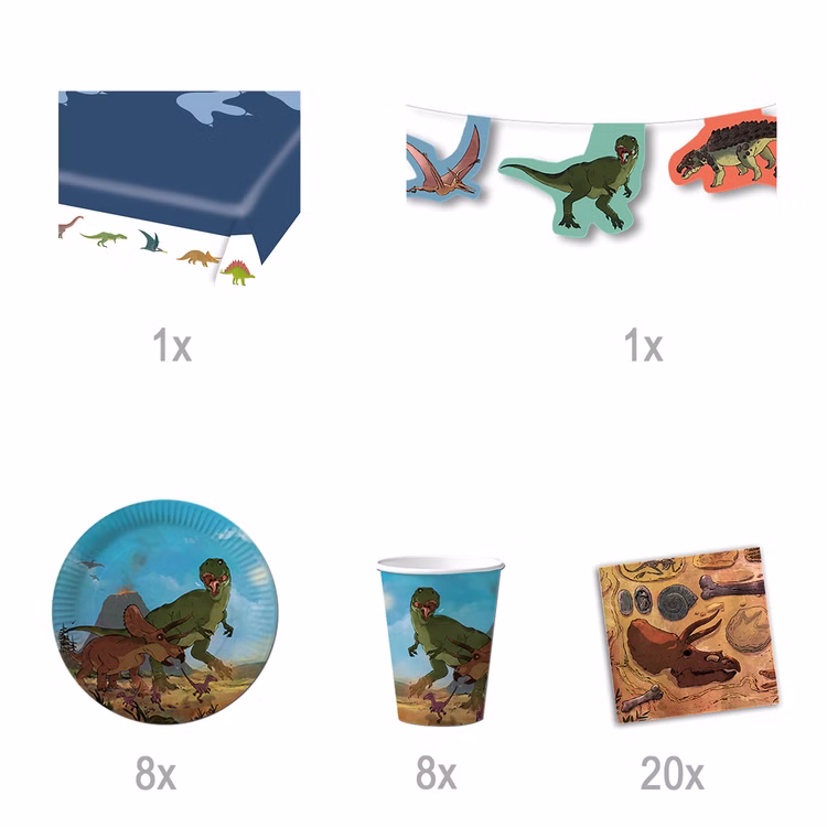 Party-Set Kindergeburtstag T-Rex Dinosaurier 38 Teile Pappgeschirr Dino Mottoparty Fasching Geburtstag Party-Set Kindergeburtstag T-Rex Dinosaurier 38 Teile Pappgeschirr Dino Mottoparty Fasching Geburtstag