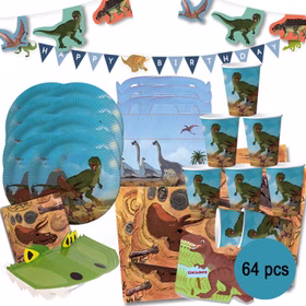 XXL Dino Party-Set T-Rex für 6 Kinder 64-teilig Party-Deko Mottoparty Geburtstag XXL Dino Party-Set T-Rex für 6 Kinder 64-teilig Party-Deko Mottoparty Geburtstag