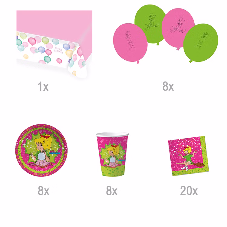 Party-Set Kindergeburtstag Bibi Blocksberg 45 Teile Geschirr Hexe Mottoparty Mädchen Kinderfasching Party-Set Kindergeburtstag Bibi Blocksberg 45 Teile Geschirr Hexe Mottoparty Mädchen Kinderfasching