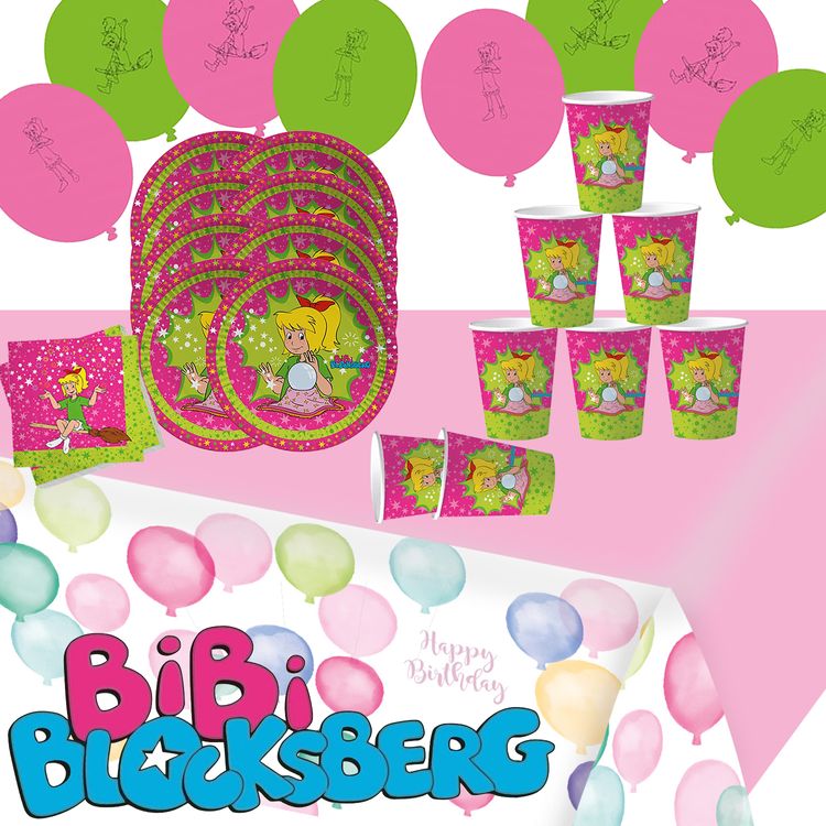 Party-Set Kindergeburtstag Bibi Blocksberg, 45-tlg. Party-Set Kindergeburtstag Bibi Blocksberg 45 Teile Geschirr Hexe Mottoparty Mädchen Kinderfasching