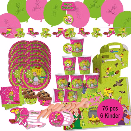 XXL Party-Set Kindergeburtstag Bibi Blocksberg für 6 Kinder 76 Teile Mädchen Hexen Mottoparty XXL Party-Set Kindergeburtstag Bibi Blocksberg für 6 Kinder 76 Teile Mädchen Hexen Mottoparty