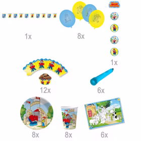 XXL Party-Set Kindergeburtstag Benjamin Blümchen für 6 Kinder 50 Teile Elefant Tier Mottoparty Zootiere Zoo