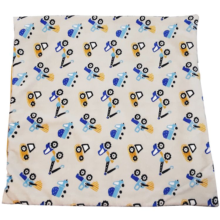 Tierdecke mit Streifenmuster mit darauf liegendem Mischlingshund von Vorne