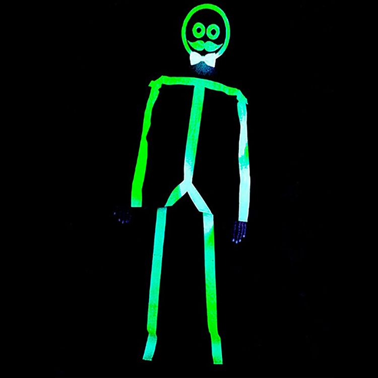 Strichmännchen Kostüm Glow in the Dark für Herren Strichmännchen Kostüm Glow in the Dark für Herren Gr. S-XL schwarz weiß Fasching Karneval Mottoparty
