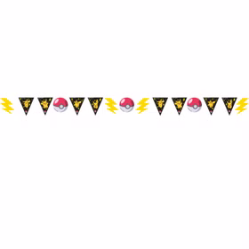 Pokemon Party-Set Kindergeburtstag für 8 Kinder 26-tlg. Tisch-Deko Party-Zubehör Geburtstag Mottoparty Dekoration Wimpelkette im Pokemon-Design.