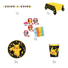 Übersicht Pokemon Party-Set mit Partygeschirr und dem Hinweis mit 26 Einzelteilen