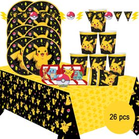 Übersicht Pokemon Party-Set mit Partygeschirr und dem Hinweis mit 26 Einzelteilen