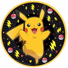 Pokemon Party-Set Kindergeburtstag für 8 Kinder 26-tlg. Tisch-Deko Party-Zubehör Geburtstag Mottoparty Dekoration Pokemon Teller von Vorne