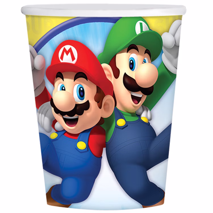 Super Mario Becher 8 Stück 250 ml Party-Deko Geburtstag Party-Zubehör Kindergeburtstag Mottoparty Tisch-Deko Super Mario Becher 8 Stück 250 ml Party-Deko Geburtstag