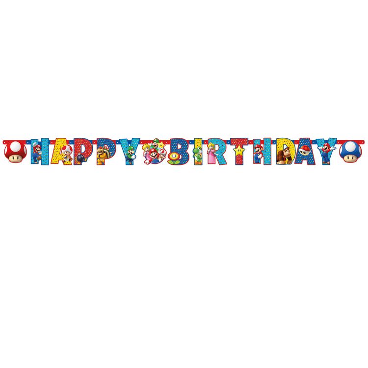 Super Mario Happy Birthday Partykette 190 cm lang Wimpelkette Party-Deko