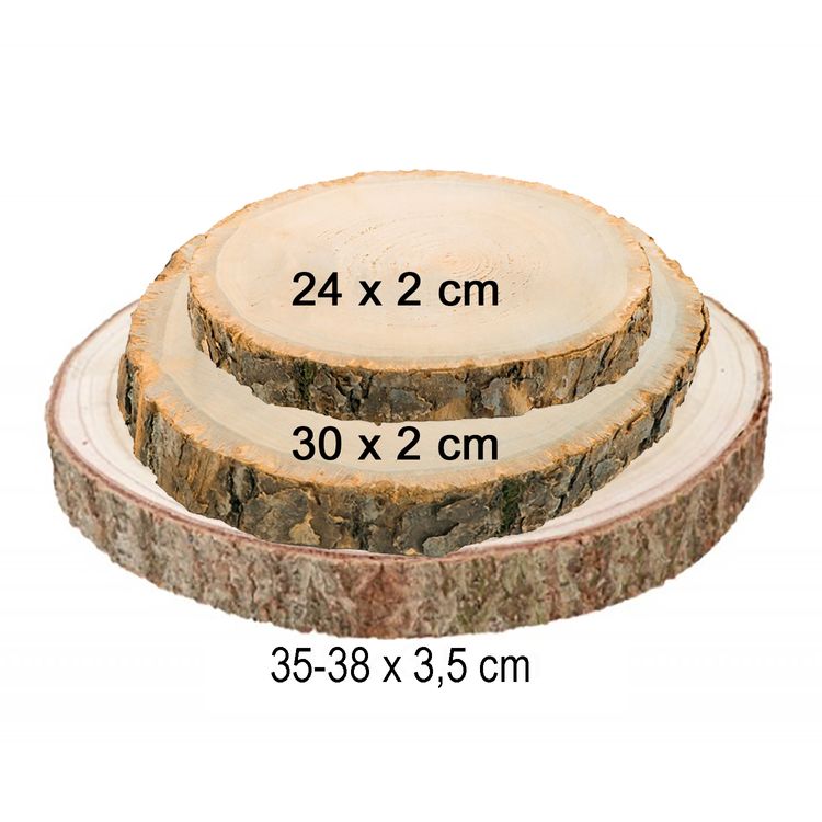 Baumscheiben-Set Holzscheiben 24-38 cm Tischdeko, 3 Stück Baumscheiben-Set Holzscheiben 3 verschiedene Größen DIY Deko Zubehör Sommer-Party