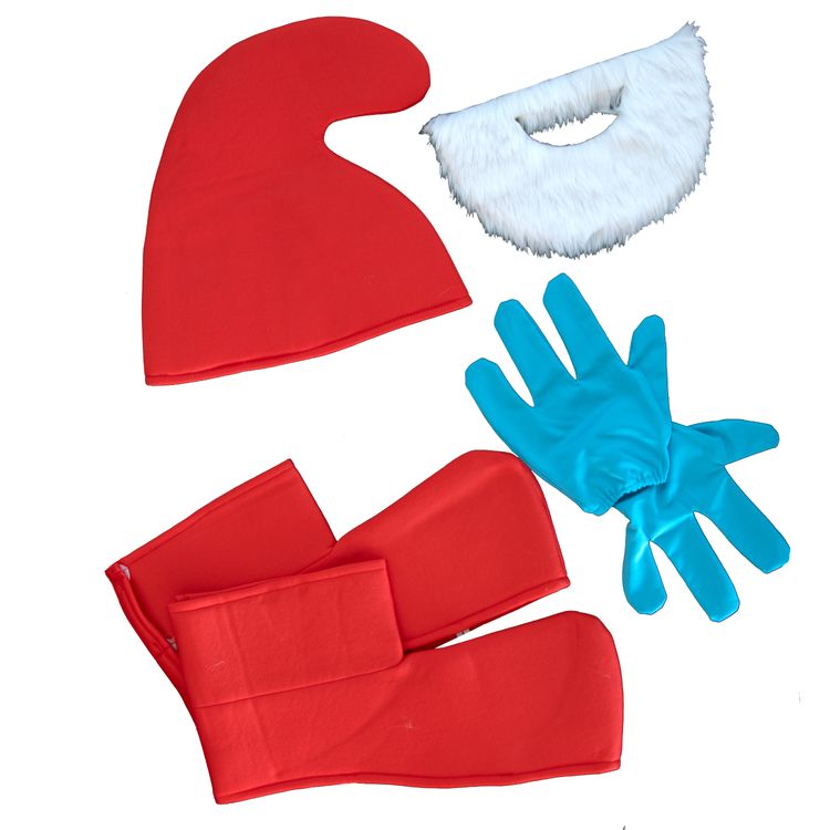Papa Schlumpf Kostüm für Kinder deluxe Gr. 116-128 blau rot Fasching Karneval Schlumpfkostüm The Smurfs